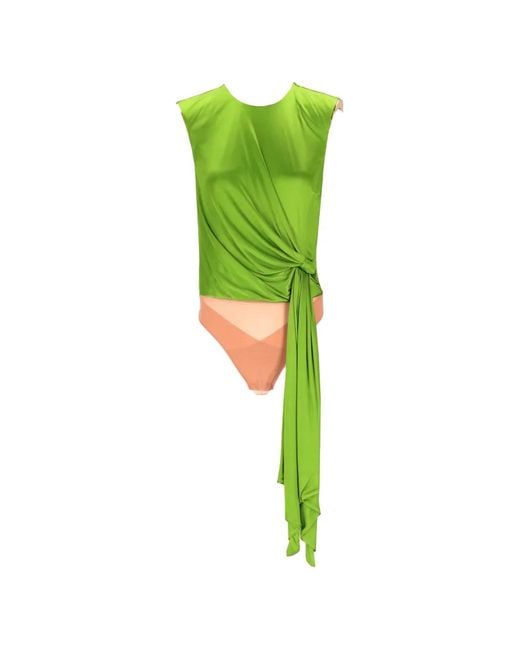 Elisabetta Franchi Green Draped Bodysuit
