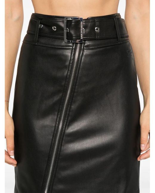 Karl Lagerfeld Black Faux-Leather Biker Skirt