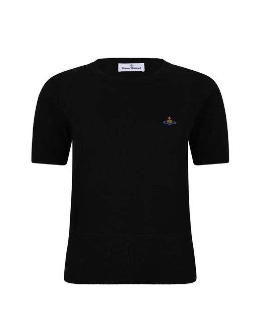 Vivienne Westwood Black T-Shirt With Orb Embroidery