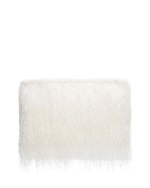 Loulou de Saison White Evano Fringed Clutch Bag