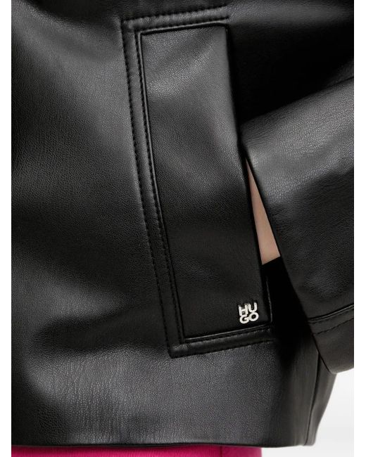 HUGO Gray Double-Breasted Cropped Jacket