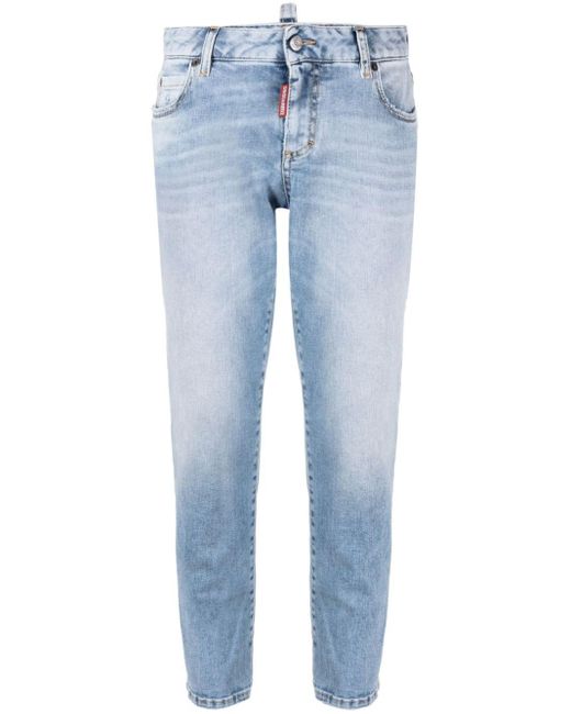 DSquared² Blue Mid-rise Cropped Jeans