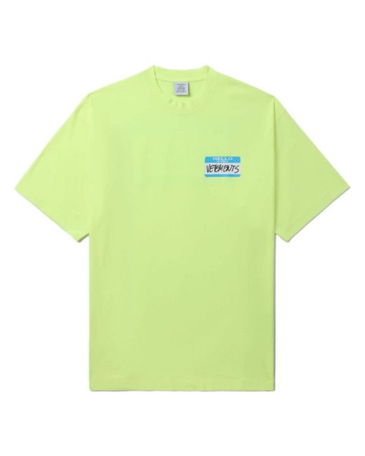Vetements Green Graphic-print Cotton T-shirt for men