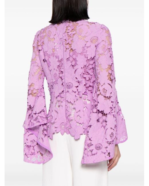 Blusa con encaje de guipur Oscar de la Renta de color Pink