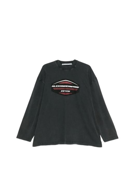 Alexander Wang Black Long-Sleeved Graphic T-Shirt