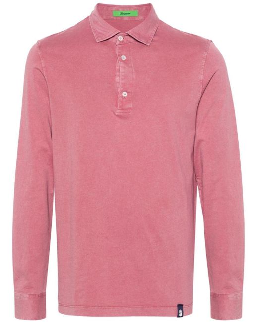 Drumohr Pink Plain Cotton Polo Shirt for men