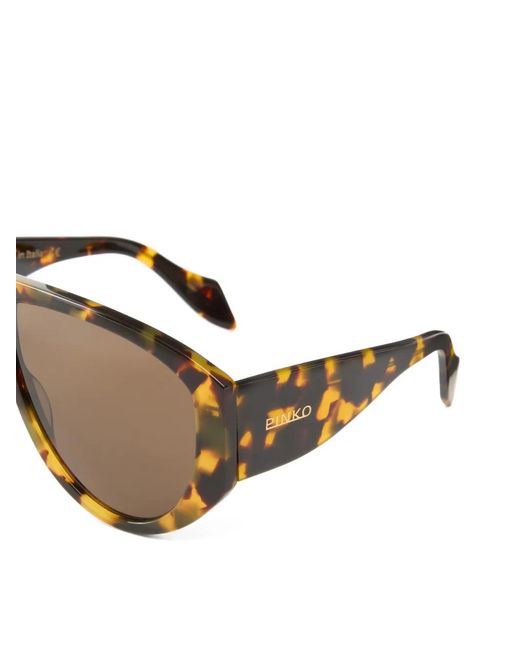 Pinko Gray Pilot Logo-Detail Sunglasses