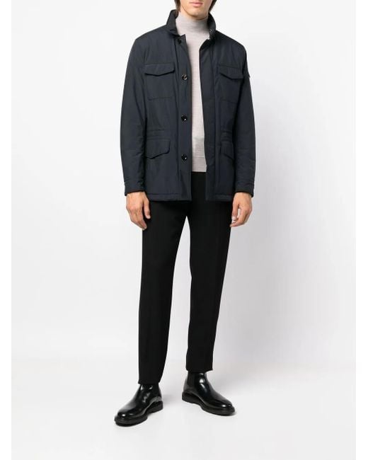 Moorer Blue Button-Fastening Long-Sleeve Jacket for men