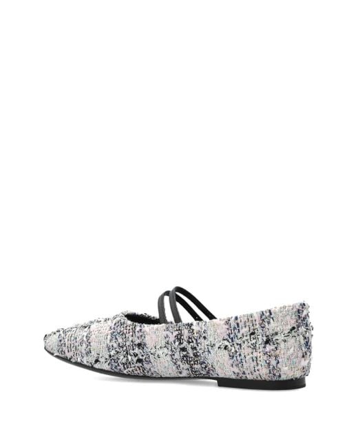 Tory Burch White Tweed Ballerinas