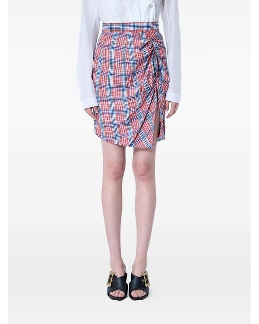 Falda a cuadros con panel lateral fruncido Vivienne Westwood de color Purple