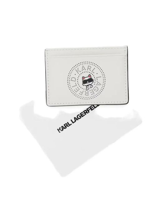 Karl Lagerfeld White Ikon Perforated Card Holder