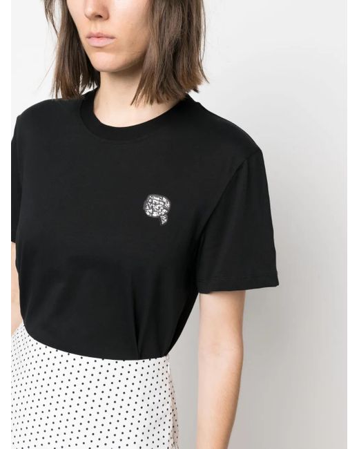 Karl Lagerfeld Black Ikon 2.0 Organic-Cotton T-Shirt