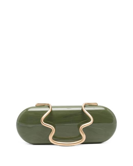 Cult Gaia Green Ilaria Marble-Effect Sculptural Clutch Bag
