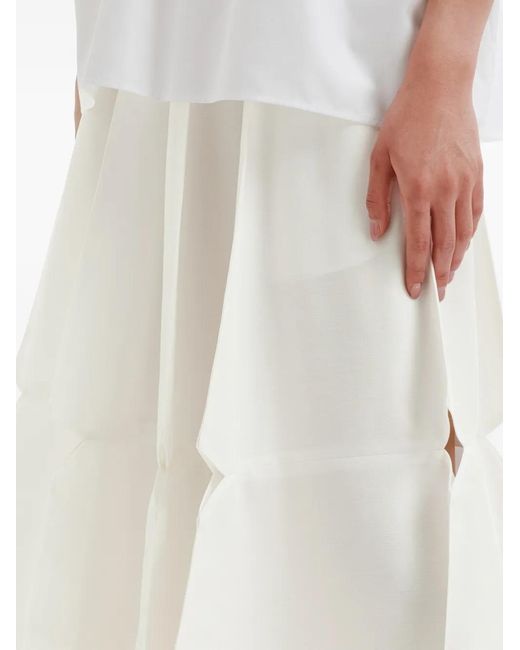 Enfold White Cutout-Detail Pleated Midi Skirt