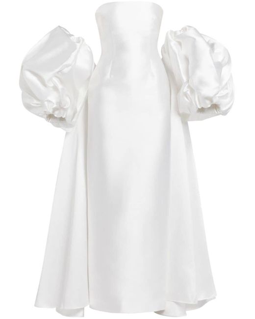 Solace London White The Lea Puff-sleeve Gown