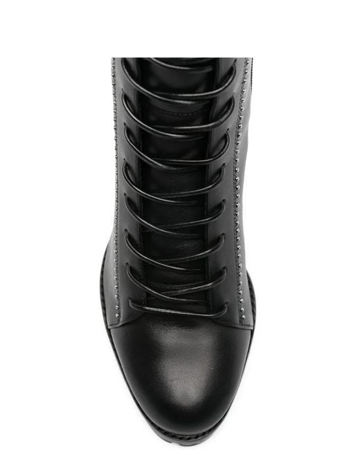 Alexandre Birman Black Stud-Embellished Lace-Up Boots