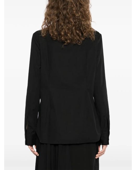 Yohji Yamamoto Black Ruffle-Detailing Shirt