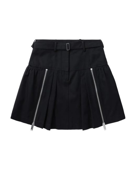 3.1 Phillip Lim Black Pleated Zip-Detail Skirt
