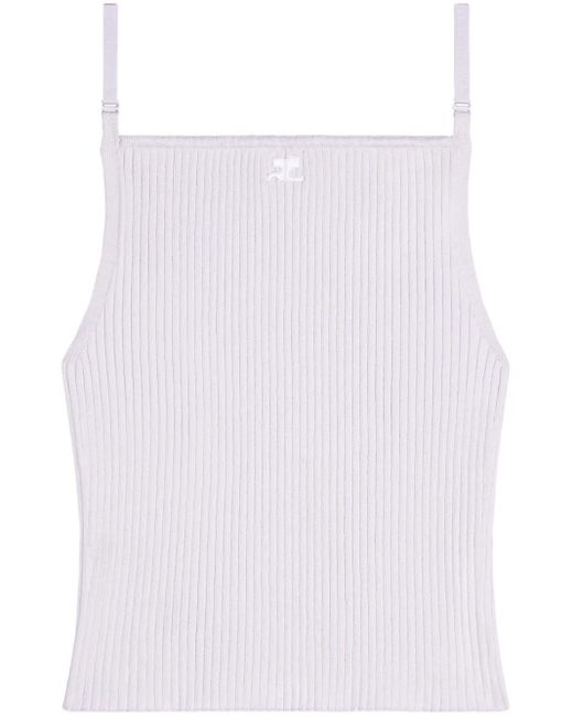 美品　クレージュ ロゴ リブ編み ホワイト タンクトップ Courreges レディース ホワイト ロゴ タンクトップの通販はau PAY