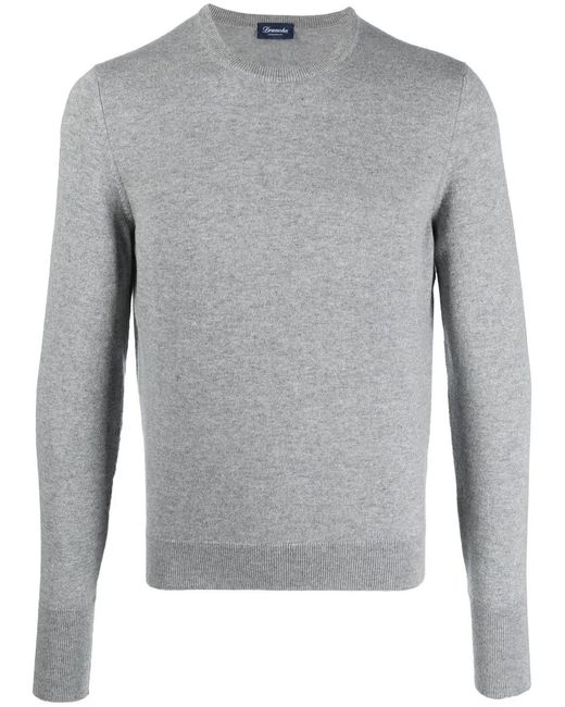 Drumohr Gray Crew-Neck Cashmere Jumper for men