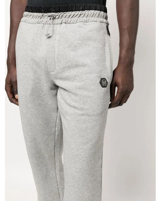 Philipp Plein Gray Contrasting-waistband Sweatpants for men