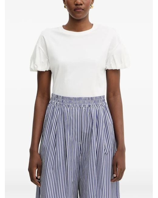 Twinset White Puff-Sleeve T-Shirt