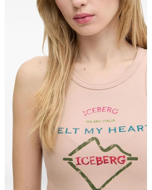 Iceberg Natural Graphic-Print Ribbed-Knit Tank Top