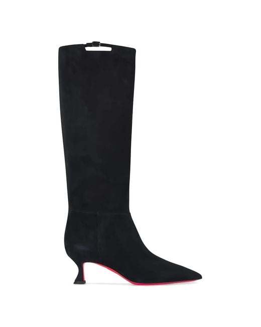 Santoni Black Pointed-Toe Buckled Boots