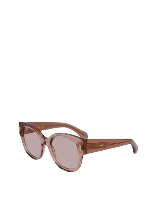 Ferragamo Pink Round-Frame Sunglasses