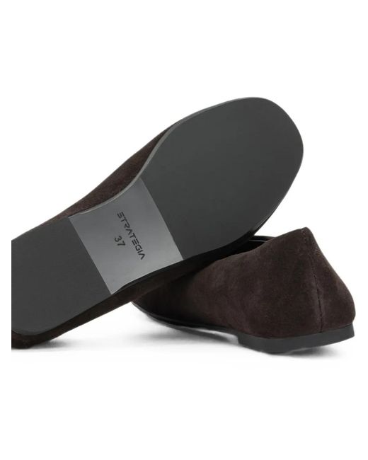 strategia shoes Black Suede Ballet Flats