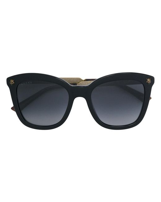 Gucci Black Oversized Tiger Detail Sunglasses