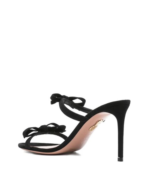 Aquazzura Black 100Mm Soave Bow-Embellished Stiletto Sandals