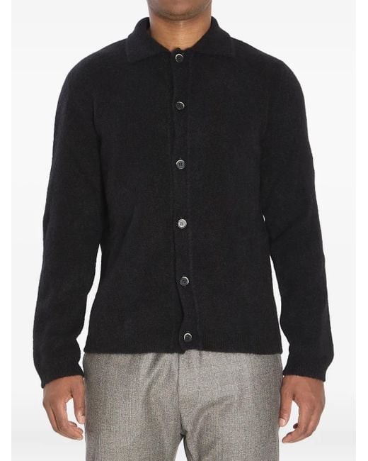 Barena Black Pointed-Collar Knitted Cardigan for men