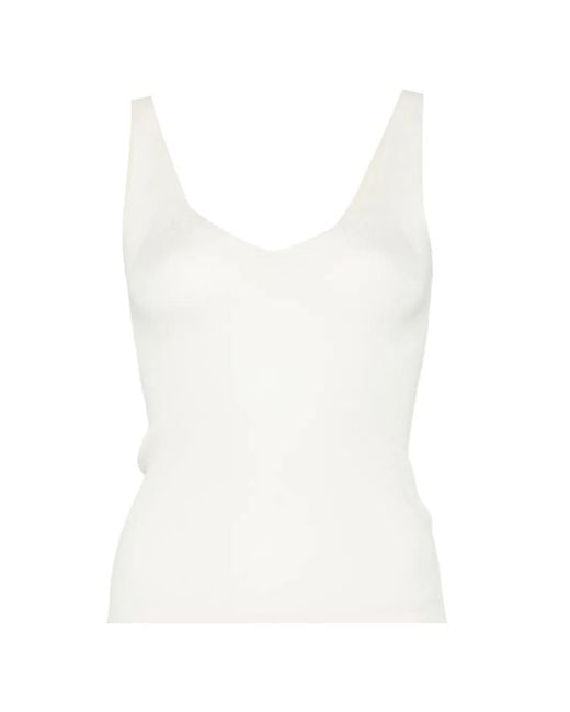 Bompard White Débardeur Côtelé À Col V