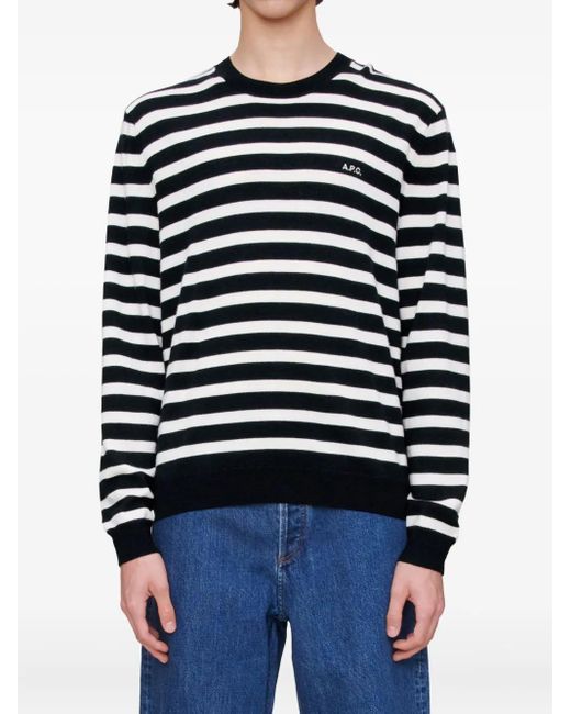 A.P.C. Blue Striped Sweater for men