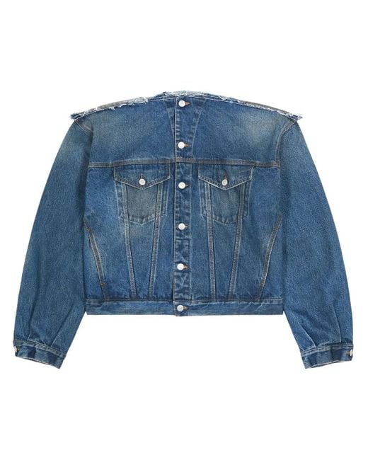 MM6 by Maison Margiela Blue Collarless Denim Jacket