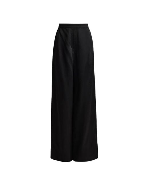 St. John Black Hammered Satin Pocket Trousers