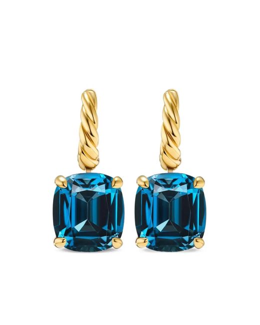 David Yurman Blue 18Kt Marbella Topaz Drop Earrings