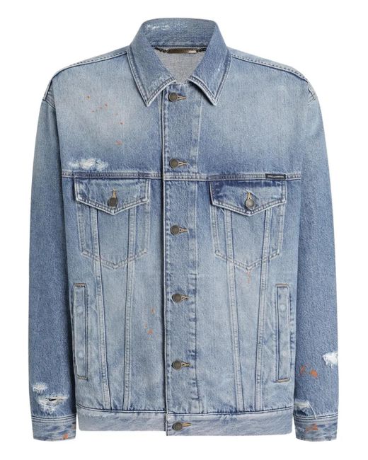 Dolce & Gabbana Blue Distressed Denim Jacket for men