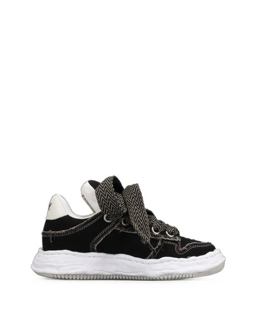 Maison Mihara Yasuhiro Black Wayne Puffer Og Sole Patterned Lace Canvas Low-Top Sneakers