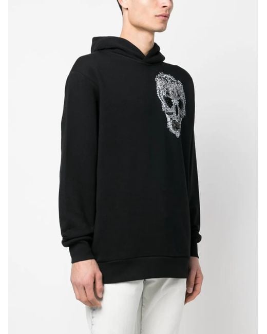 Philipp Plein Black Baroque Skull Cotton Hoodie for men