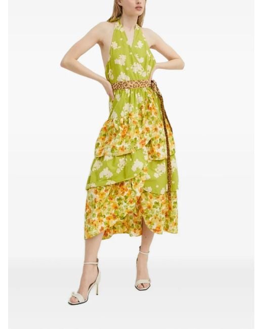 Never Fully Dressed Yellow Floral-Print Halterneck Dress