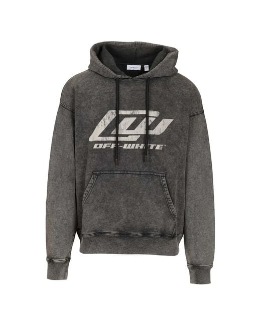 Off-White c/o Virgil Abloh Gray Logo-Detail Hoodie for men