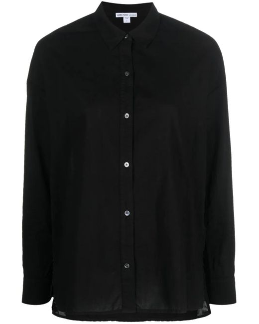 James Perse Black Long-Sleeve Cotton Shirt