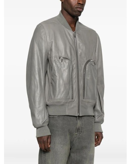 Rick Owens Gray Bauhaus Flight Leather Jacket for men