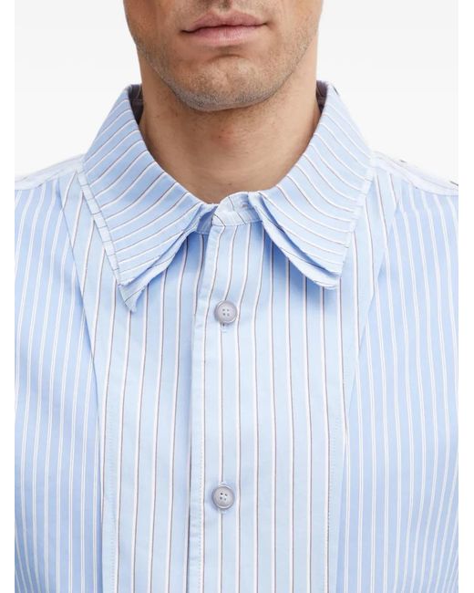 ANDERSSON BELL Blue Stripe-Pattern Layered-Detail Shirt for men