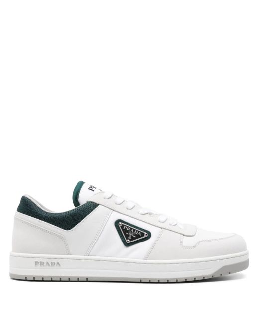 Prada White Downtown Re-nylon Leather Sneakers for men