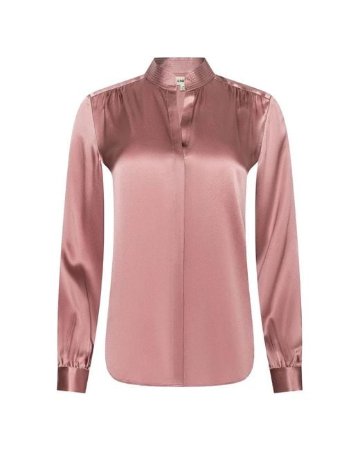 L'Agence Pink Bianca Long-Sleeve Blouse