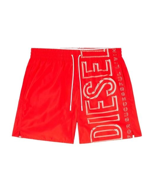 DIESEL Red Soccer-41-D-Core Logo Swim Shorts for men
