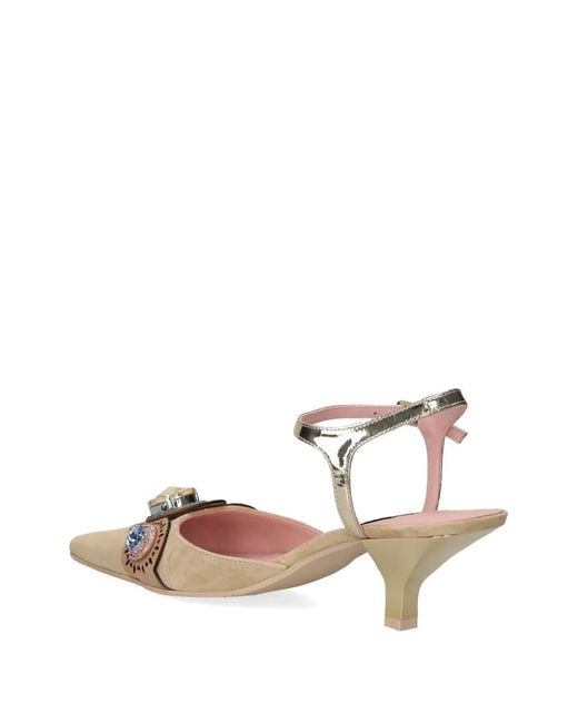 Ras Metallic Ankle Strap Embellished Pumps